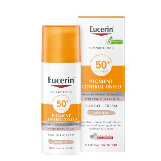 Protetor Solar Eucerin Sun Pigment Control Tinted SPF50+ Tom Médio 50ml