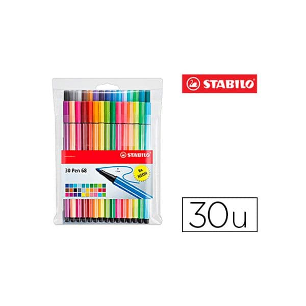 Stabilo Pack 24+6 Marcadores Aquareláveis Pen 68 Sortido - 6830-1