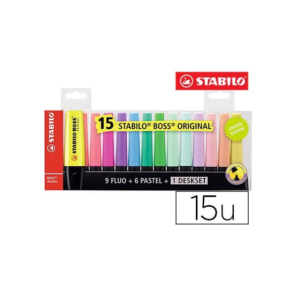 Stabilo Marcador Boss Original 70 Multicor Pack 15 Un.