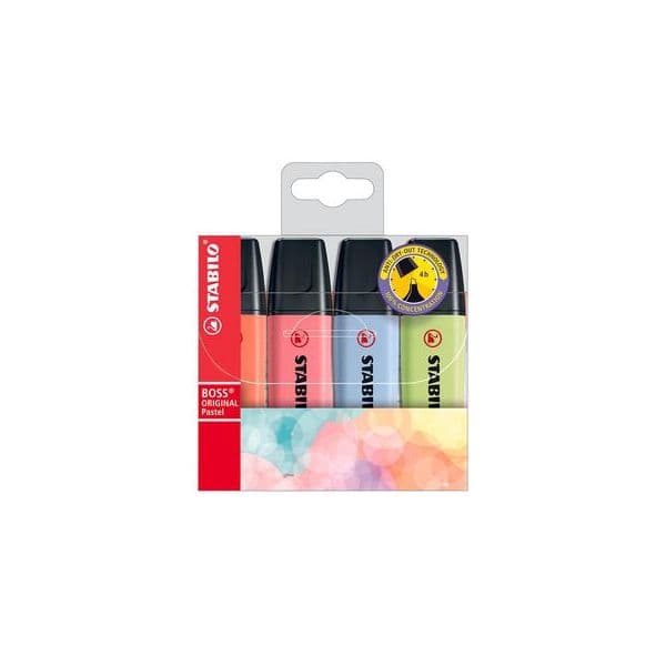 Stabilo Marcador Boss Original 70 Pastel Pack 4 Un.