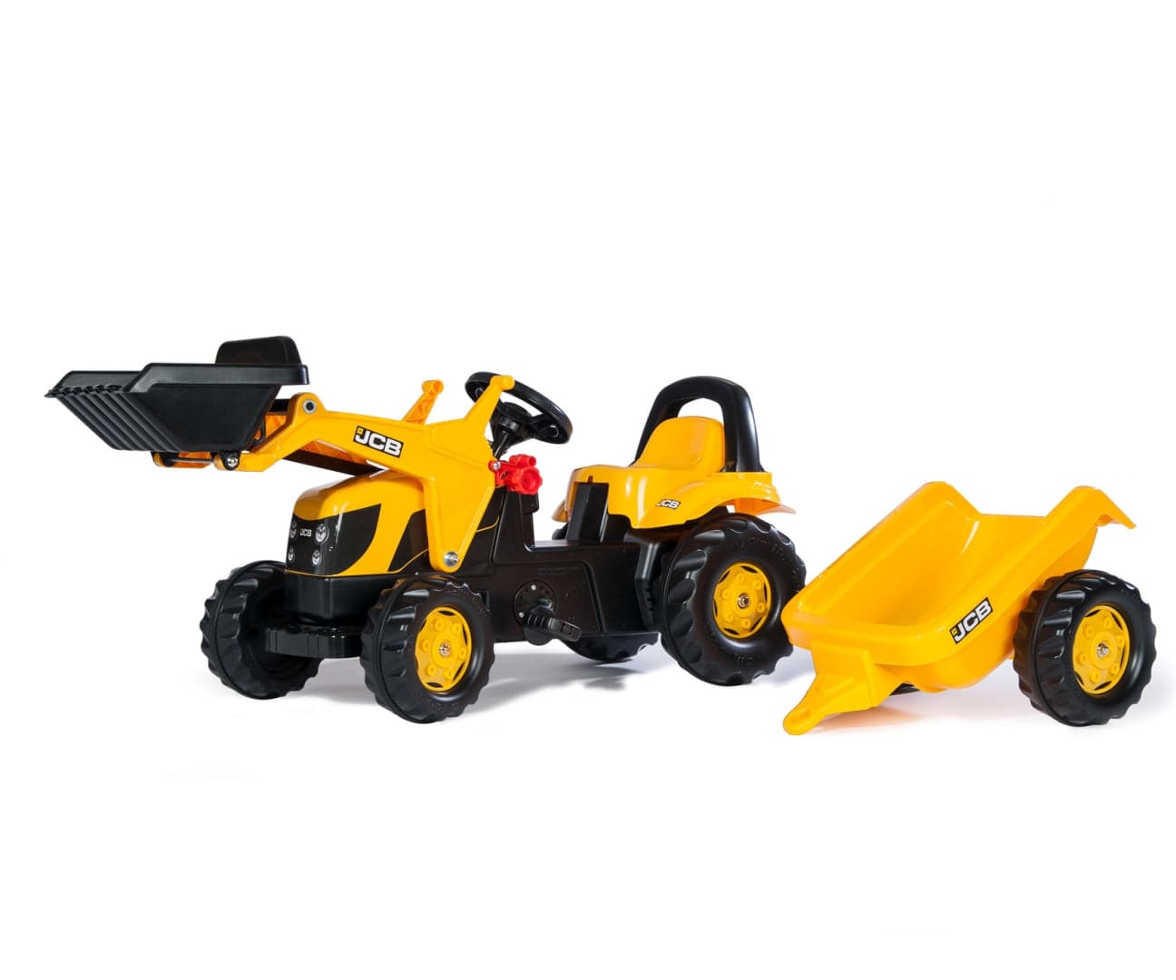 Trator Jcb Kart A Pedais Com Balde E Reboque Rolly Toys