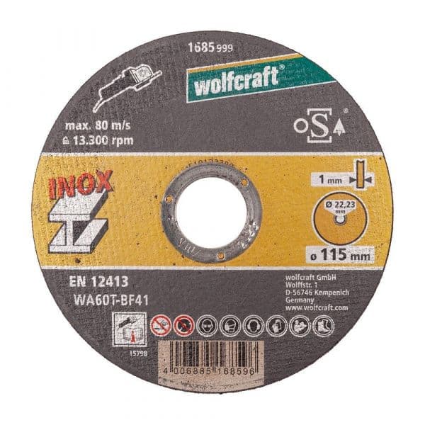 Wolfcraft Discos de Corte Inox 8462000 Ø 115 mm x 1.0 x 22.2 mm (10 Peças)