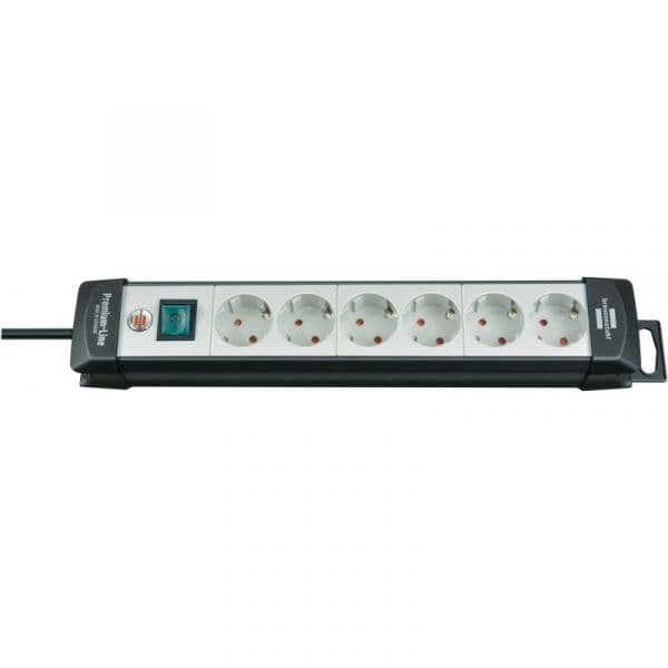 Brennenstuhl Base de Tomas Multiplas Premium-line Gris Claro/ Negra com Varias Posibilidad de Instalación e Fijación Medidas 8 Tomas e 5 M de Cable