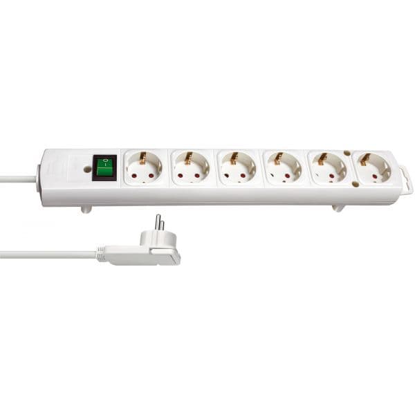 Bloco 6 Tomadas com Interruptor 2m Branco
