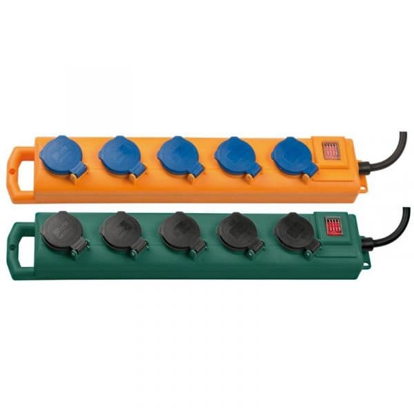 Brennenstuhl Base de Tomas Multiplas Super-solid Sl 554 para Exterior Composición 5 Tomas e Color Verde