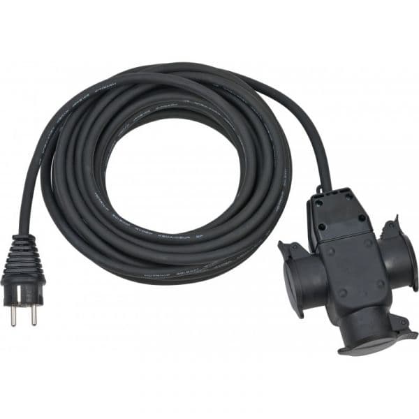 Brennenstuhl Extensão Eléctrico IP44 H07RN-F 3G1,5 com Cabezal de Goma de 3 Tomas para Industria e Obras Longitude Cabo (m) 10