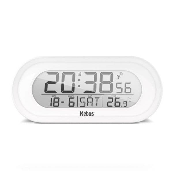 Mebus Despertador 25808 Digital Controlo Rádio Temperatura Branco