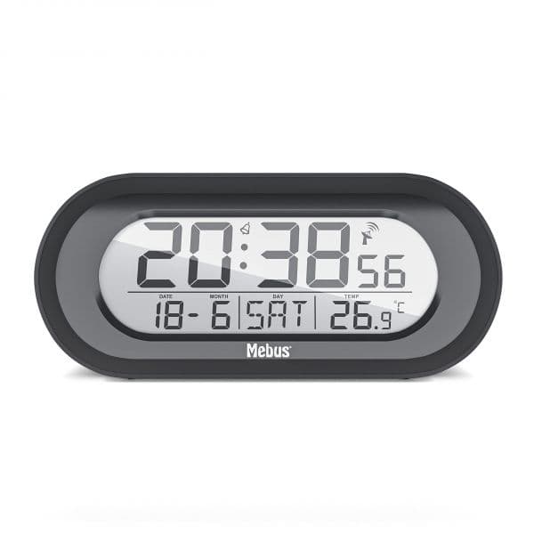 Mebus Despertador Digital 25809 Controlo por Rádio com Termómetro Black