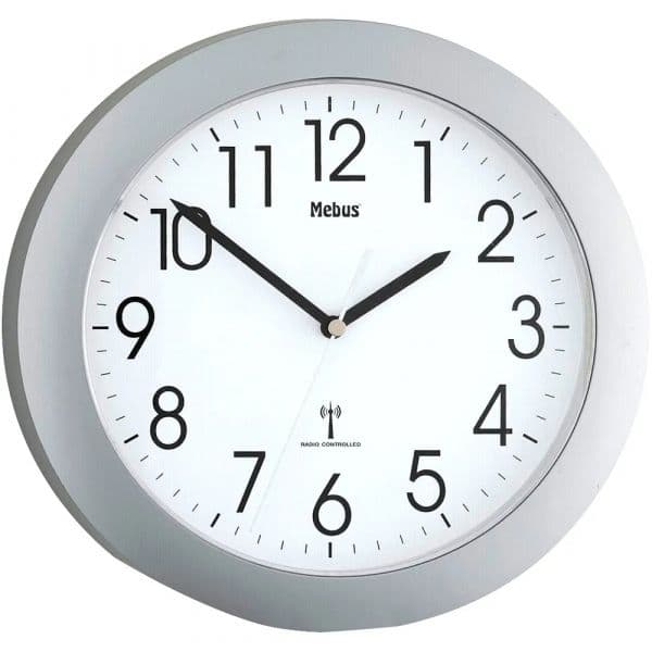 Mebus Relógio de Parede/Mesa 52451 25.5cm Prata/Branco