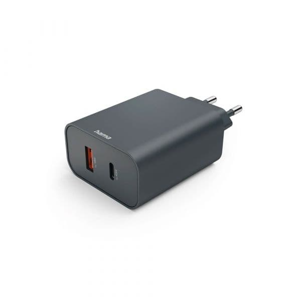 Hama Carregador Fast USB-A + USB-C PD 45W Rápido Grey