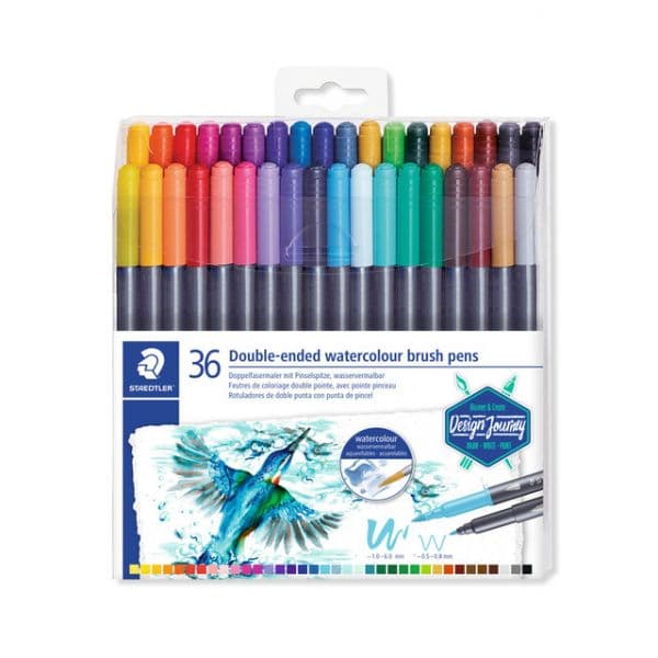 Staedtler 36 Canetas de Feltro de Ponta Dupla Pincel