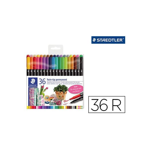 Staedtler Marcador Permanente Dupla Ponta 3187 Estojo de 36 Un. Sortido - OFF152067CE