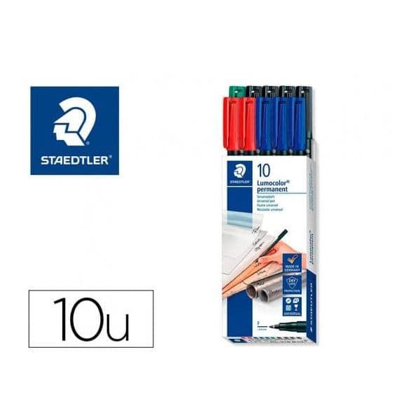 Staedtler Lumocolor F 318 Marcador Permanente Ponta Fina 0,6mm Cores Sortidas Caixa 10 Unidades