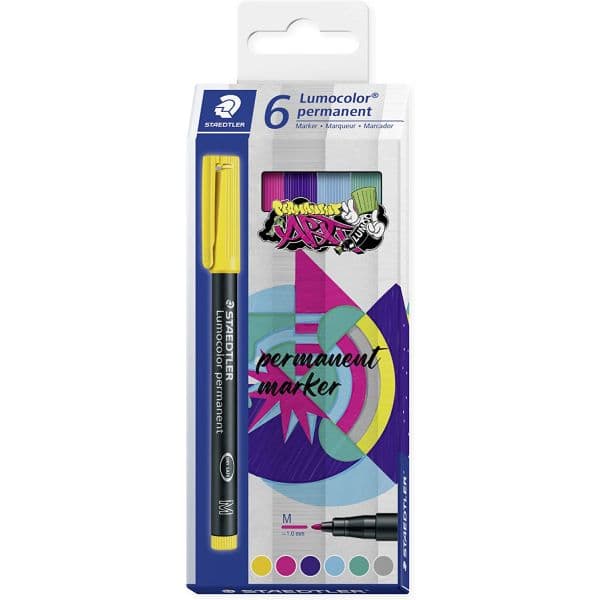 Staedtler Lumocolor 317 Marcadores Permanentes Ponta Redonda Média 1mm Pack 6 Cores