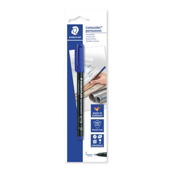 Staedtler Blister c/ Marcador Permanente Lumocolor Staedtler Ponta F Azul - A15278270