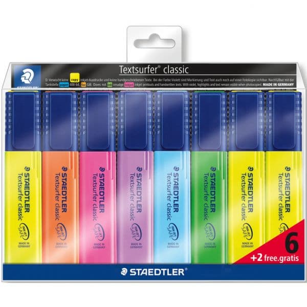 Staedtler 8 Marcadores Fluorescentes Textsurfer Classic 364 Várias Cores
