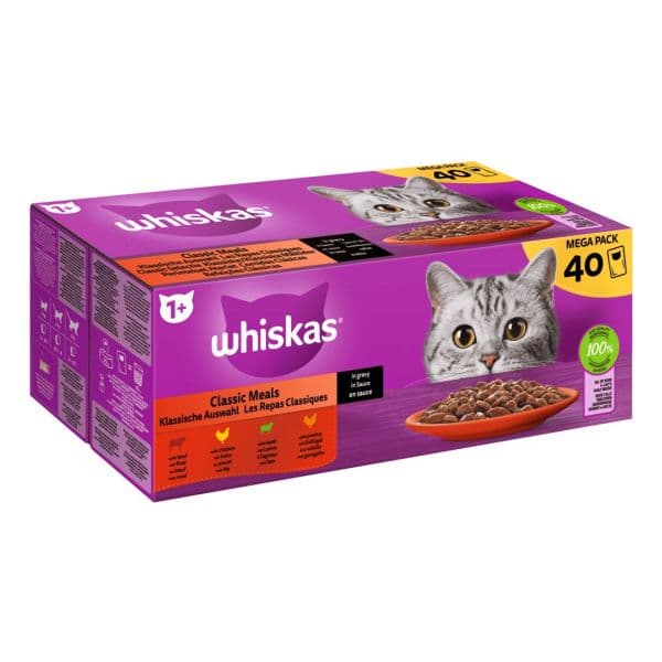 Ração Húmida Whiskas Comida Húmida Sabores Clássicos 40x85g