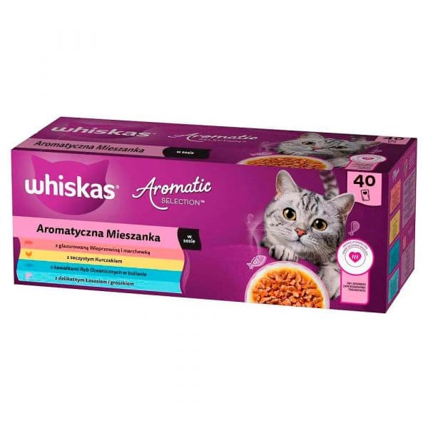 Ração Húmida Whiskas Saquetas Aromáticas Mistura de Sabores 85g 40 Unidades