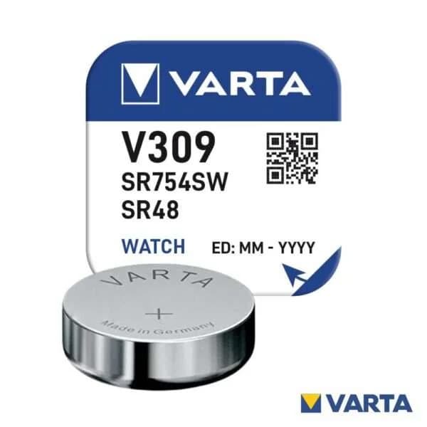 Pilha ?xido Prata Bot?o V309/SR754SW/SR48 1.55V VARTA