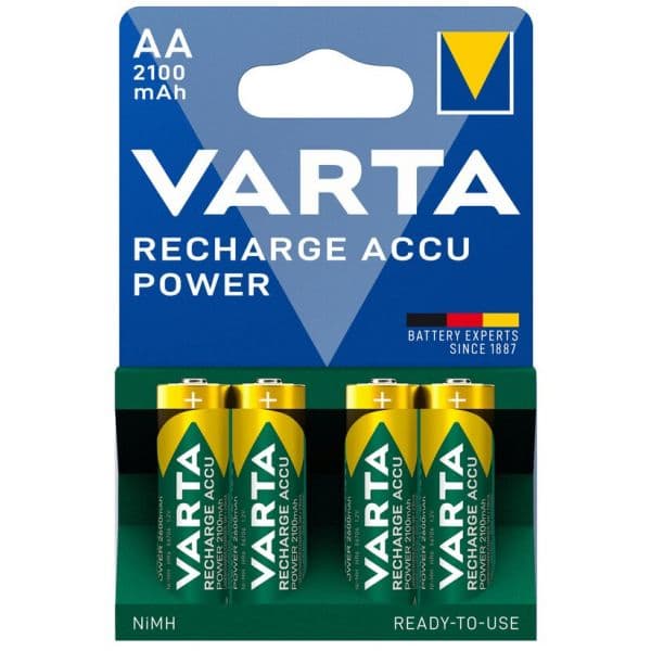 Pilha Recarregável 1x4 Varta AA Ready2Use NiMH 2100 mAh Mignon - 56706101404