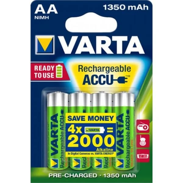 Varta Pilhas Recarregáveis 1x4 RECHARGE Bateria Power 1350 mAH AA Mignon NiMH - 56746 101 404