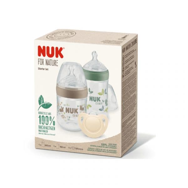 Nuk For Nature Starter Set 2 Biberões (1x260ml + 1x150ml) + 1 Chupeta
