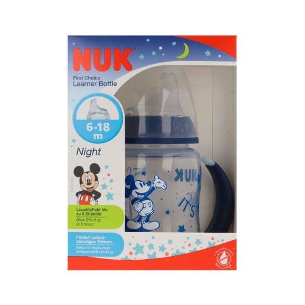 Nuk First Choice Night Biberão de Aprendizagem Mickey 6-18m Azul 150ml
