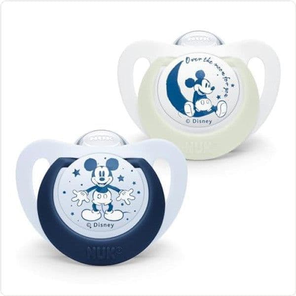 Nuk Chupetas Star Day & Night Mickey Azul Silicone 18-36m 2 Unidades