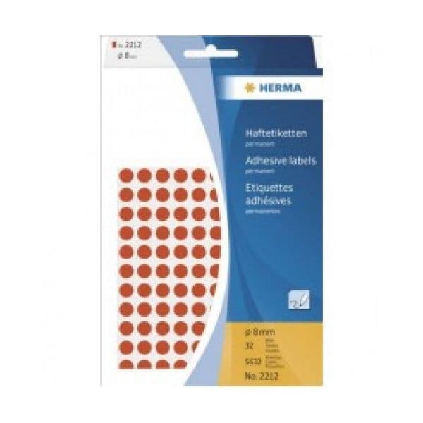 Herma Pack 5632 Etiquetas Adesivas Permanentes Redondas 2212 8mm Vermelho