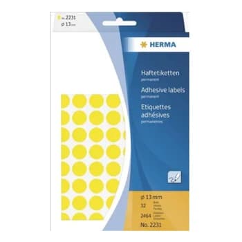 Herma Etiquetas Redondas 13mm Amarelo Herma2231 2464un 1992231