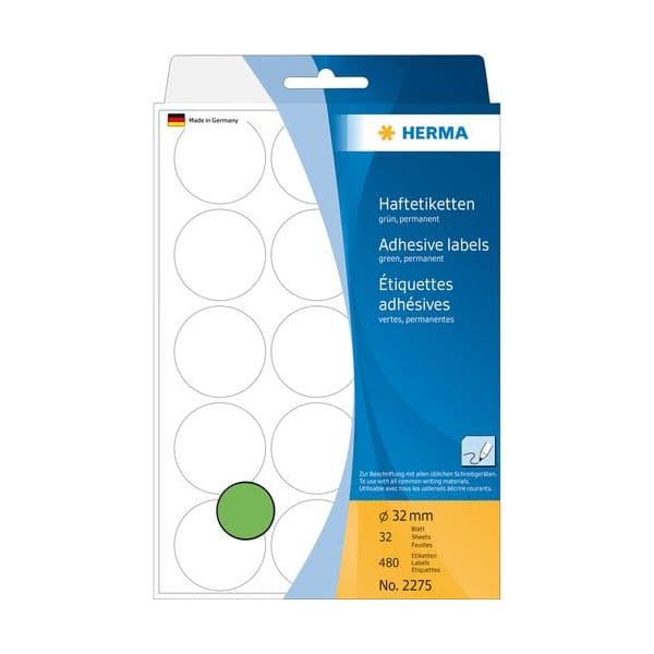Herma Adhesive Labels Verde 32mm 32 Sheets 111x170 480 pcs. - 2275