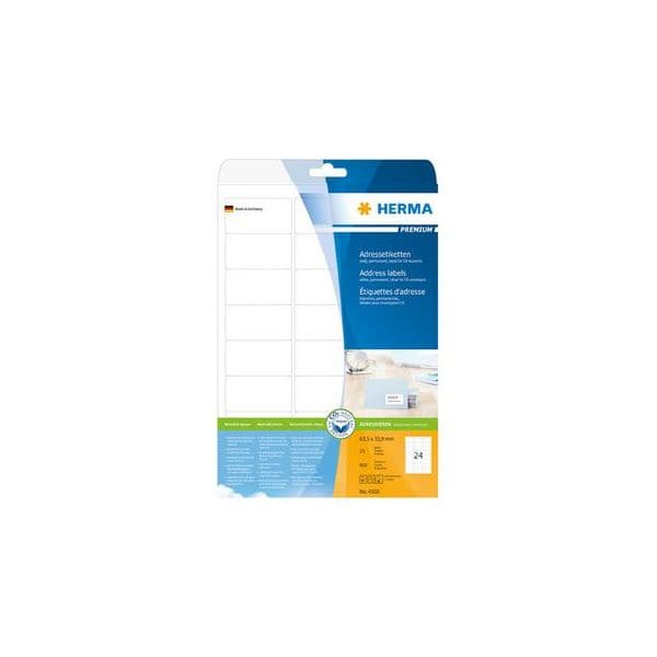 Herma Etiquetas Adesivas Endereço Premium 63,5x33,9mm 25Fls Matte Branco - 4500