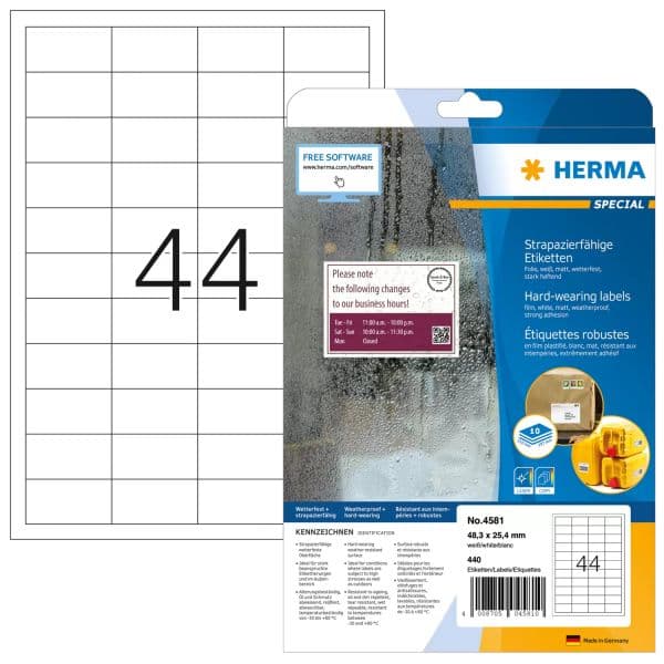 Herma Etiquetas Weatherproof 4581 A4 Laser/Copiadora