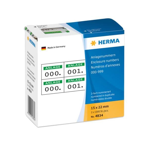 Herma Etiquetas Autocolantes Retangulares N.º 2 Dobras 15x22 mm Impressão Verde (1000 Unidades)