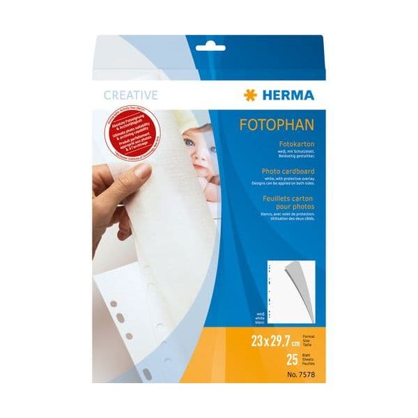 Herma Folhas Cartão Fotos Photo Carton 25 Folhas Branco 230 x 2 - 7578