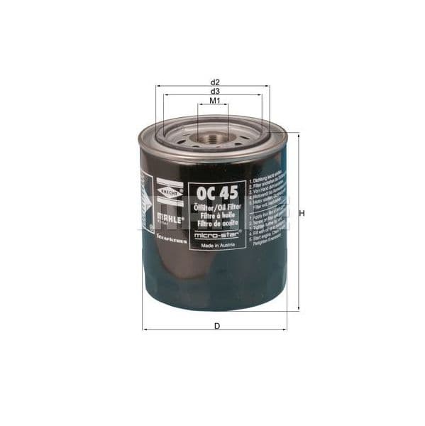 Mahle Filters Filtro de Óleo - OC45