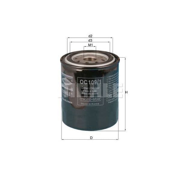 Mahle Filters OC109/1 Filtro de Óleo - OC109_1