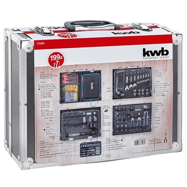 Mala de Ferramentas Profissional E-Case com 199 Peças KWB 375560