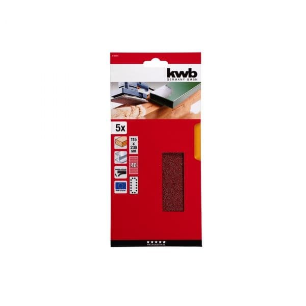 Kwb Conjunto 5 Discos Velcro Retangulares 115*230mm 40