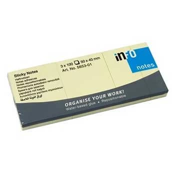 Bloco Notas Aderentes 40x50mm Amarelo 100 Folhas 3un x 4un