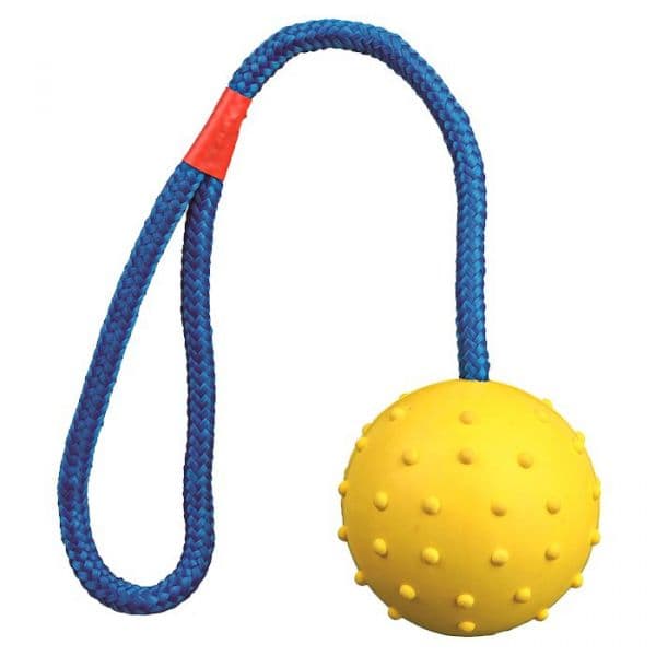 Trixie Brinquedo Cão Bola Borracha 2 Cores com Corda Multicolorida 6cm