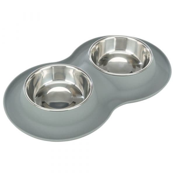 Trixie Comedouro Duplo Silicone/inox 2 x 0,4 L