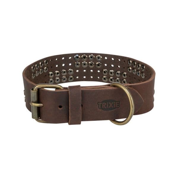 Trixie Coleira Rustic Couro Castanho Escuro XL 55-65cm/40cm