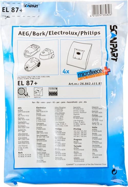 Sacos de Aspirador Scanpart Cleanbag EL 87 +