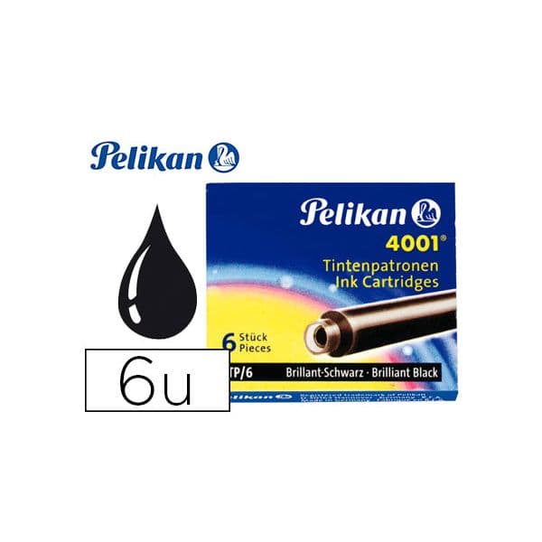 Pelikan 6 un. Cartuchos Tinta Preto 4001 - 17042