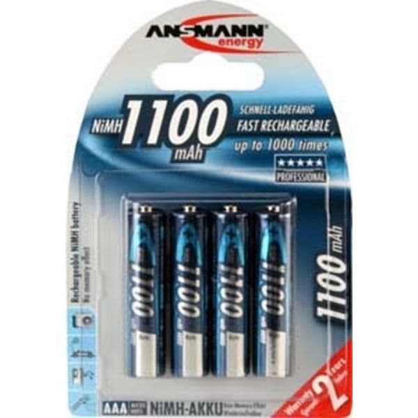Ansmann Pilha Recarregável NiMH 1100 Micro AAA 1050 mAh 4 Un.
