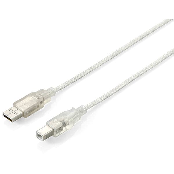 Equip 128653 cabo USB 1 m USB 2.0 USB A USB B Prateado, Transparente