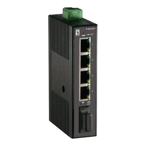 Level One Switch 4 Fe + 1 mm Sc Unmanaged -10 ~ 60C, Din-rail - 555035