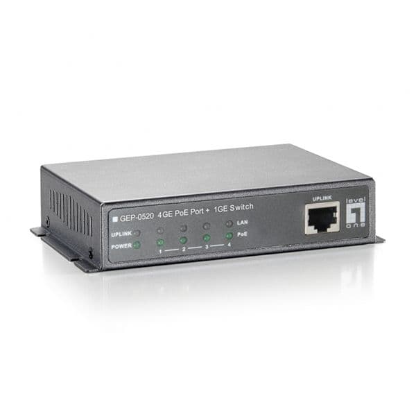 Level One Switch 5x10/100/1000, (4x10/100/1000 Poe-plus - 115W) - GEP-0521