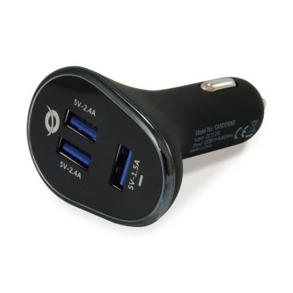 Conceptronic Carregador Isqueiro 3xUSB 2.4A Black